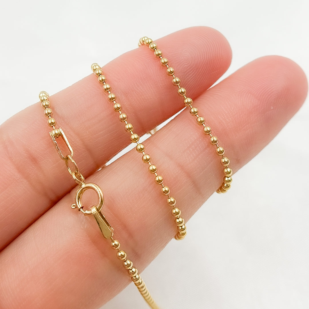 14k Gold Filled Ball Finished Necklace. 1.5BLC Necklace