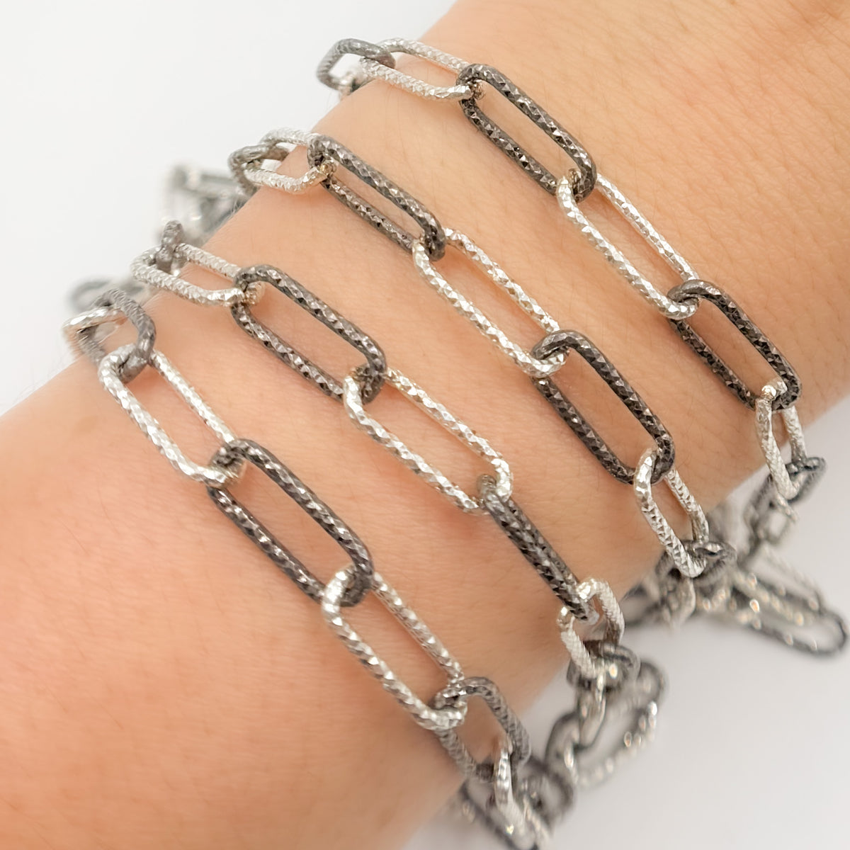 Sterling Silver Diamond Cut Paperclip Chain