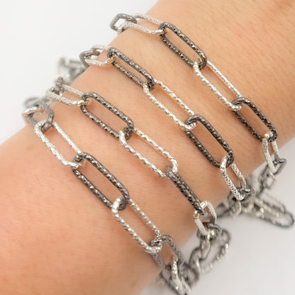 Sterling Silver Diamond Cut Paperclip Chain