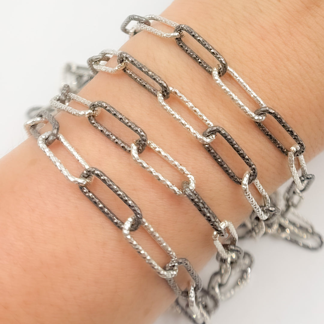 Sterling Silver Diamond Cut Paperclip Chain