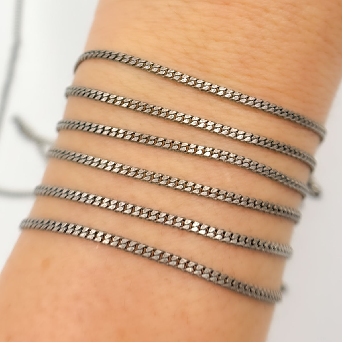 Oxidized Sterling Silver Flat Curb Chain