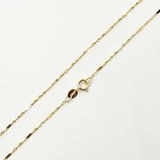 14K Yellow Solid Gold Flat Bar and Singapore Link Necklace
