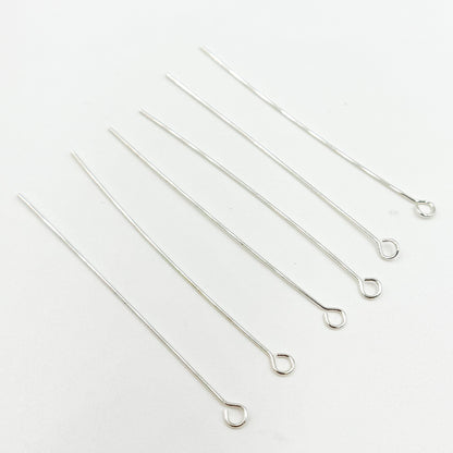 Gauge White Sterling Silver Eye Pin 1.5 Inch Headpin