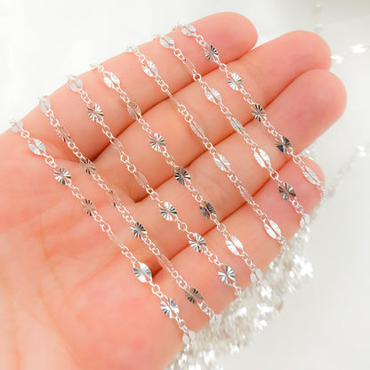 Sterling Silver Diamond Cut Marina Link Chain
