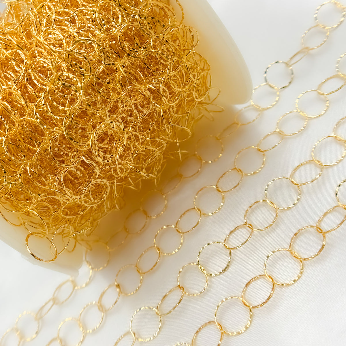 14K Gold-Filled Hammered Round Link Chain