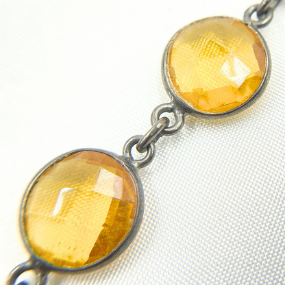 Hydro Quartz Round Shape Bezel Oxidized Wire Chain.