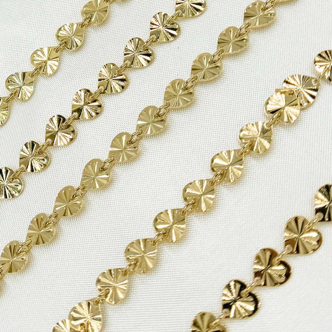 V129GP. Gold Plated 925 Sterling Silver Diamond Cut Heart Chain