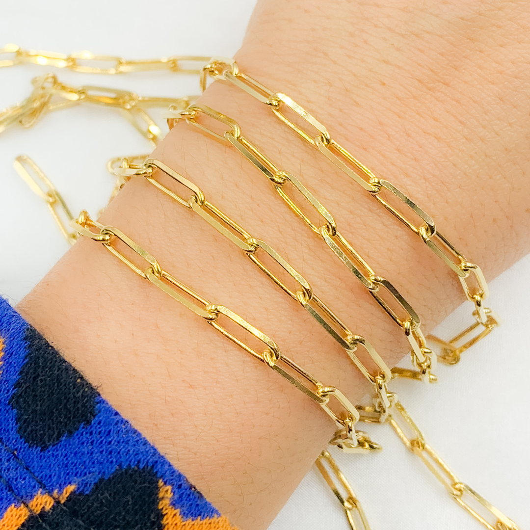 Gold Plated 925 Sterling Silver Diamond Cut Paperclip Chain