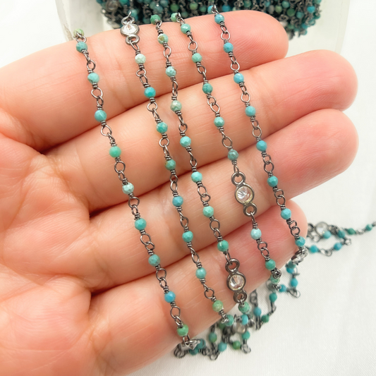 Chrysocolla and C.Z. Oxidized Wire Chain