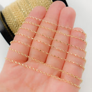 14k Solid Yellow Gold Diamond Cut Oval Link Chain