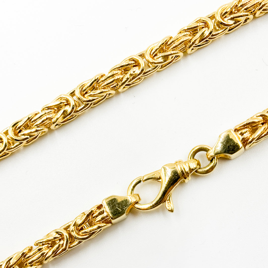 TRE003. 14K Solid Gold Hollow Byzantine Necklace