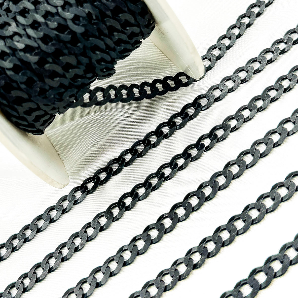Black Rhodium Matt Sterling Silver Flat Curb Chain