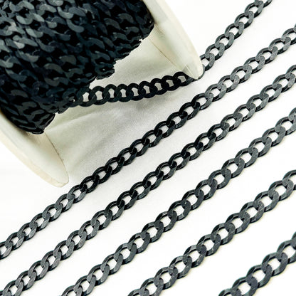 Black Rhodium Matt Sterling Silver Flat Curb Chain