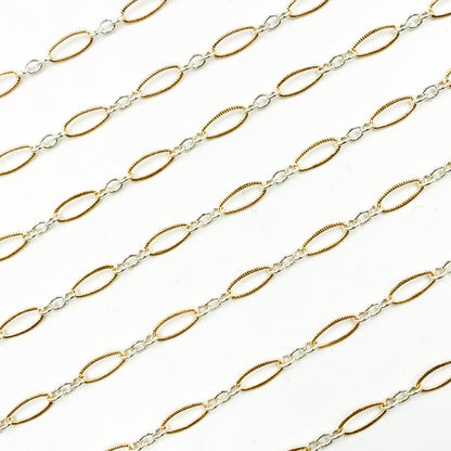 XM2131KTT. Two Tone Oval and Round Textured Links Chain