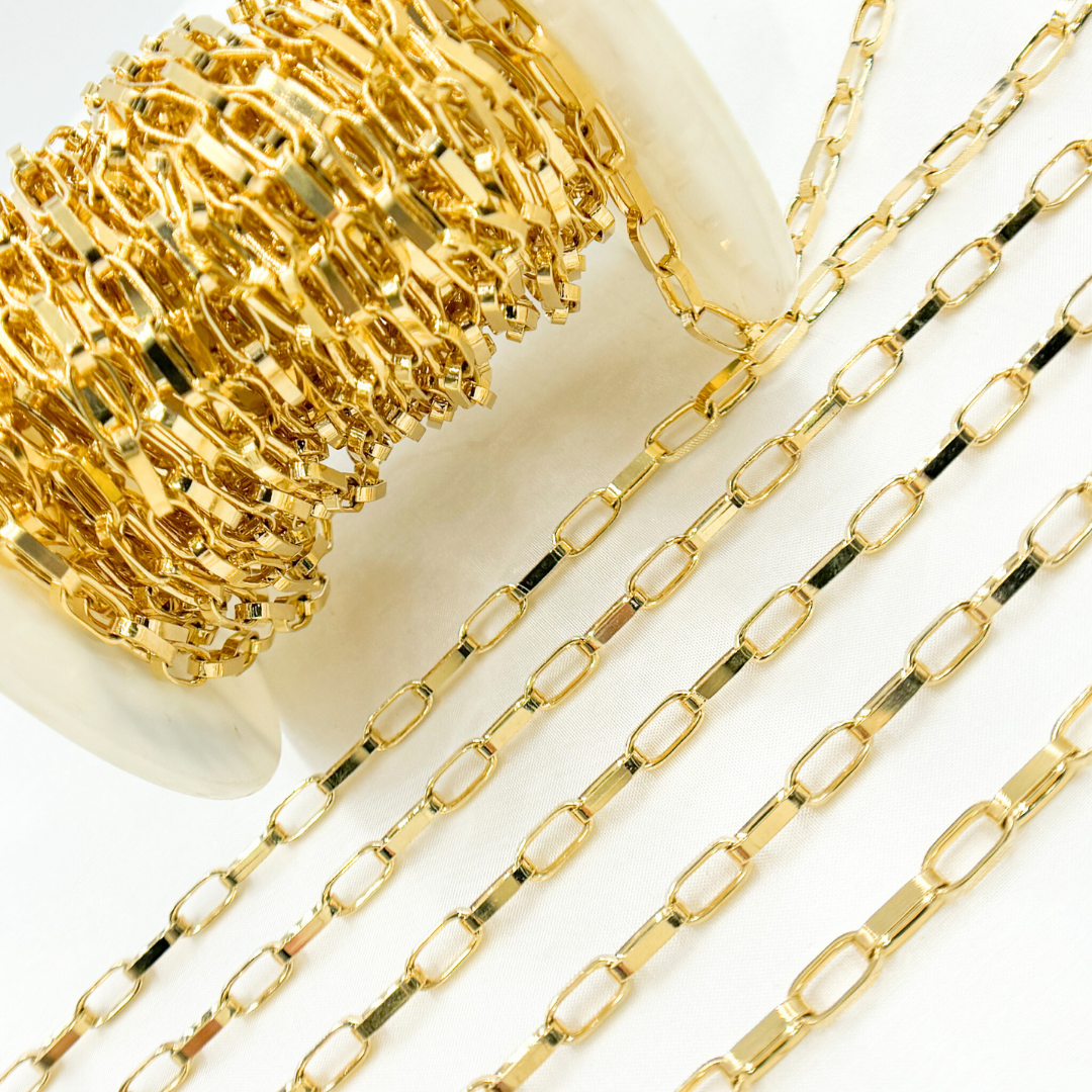 Y54GP. Gold Plated 925 Sterling Silver Flat Oval Link Chain