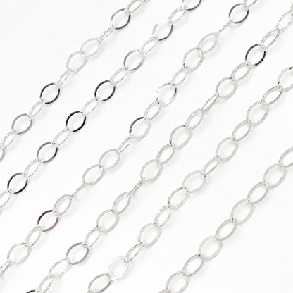 Sterling Silver Flat Oval Cable Chain