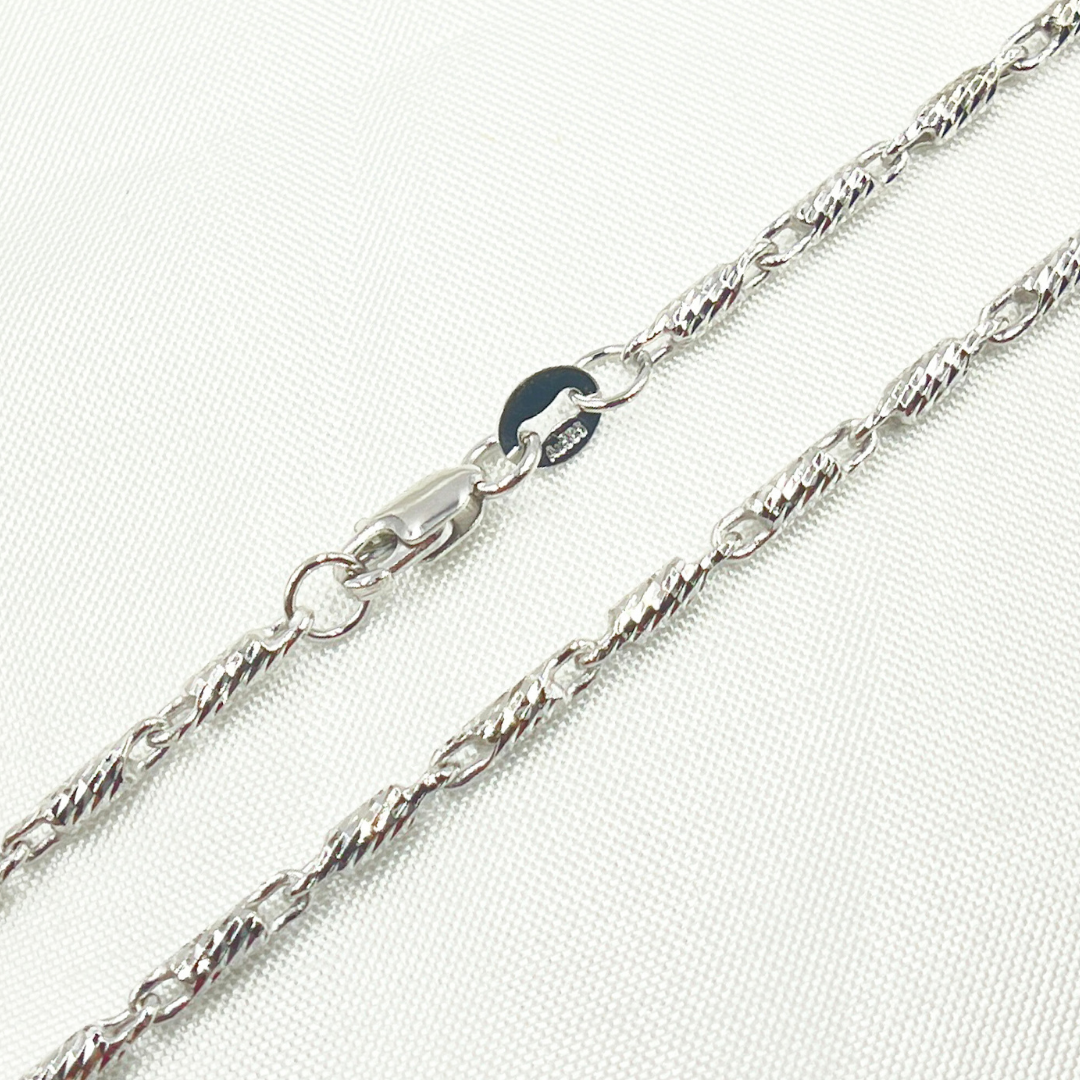 14K Solid White Gold Cable Chain
