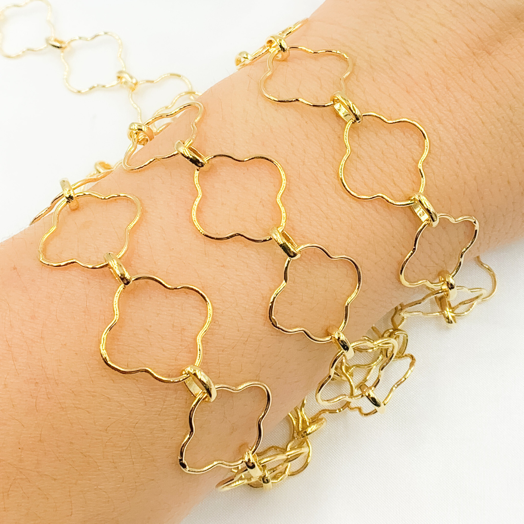 Gold Plated 925 Sterling Silver Clover Link Chain