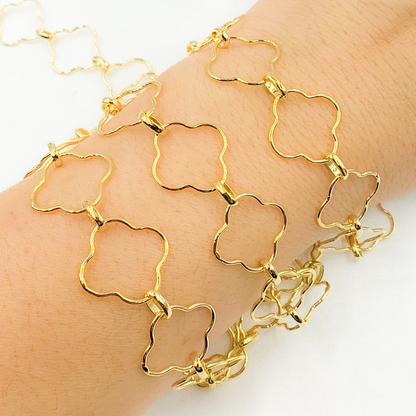 Gold Plated 925 Sterling Silver Clover Link Chain