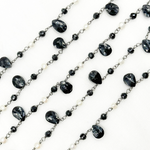Load image into Gallery viewer, Black Spinel &amp; Pearl Oxidized Wire Chain. PRL13
