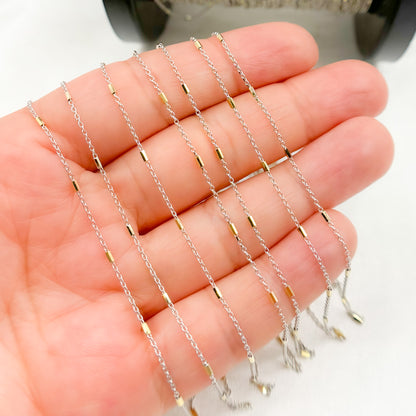 14k Solid Gold Satellite Bars Chain