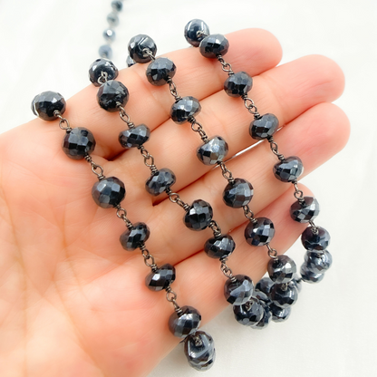 Coated Black Spinel Oxidized 925 Sterling Silver Wire Chain