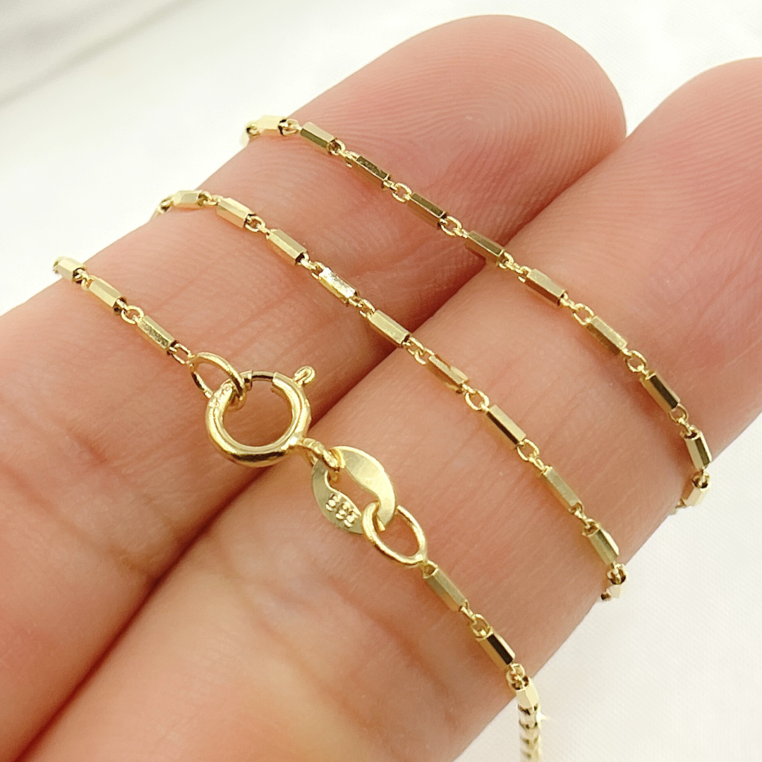 025R02E0TP0L8L. 14k Solid Yellow Gold Bars Link Chain