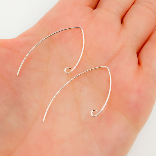 White Sterling Silver V Shape Ear Wire