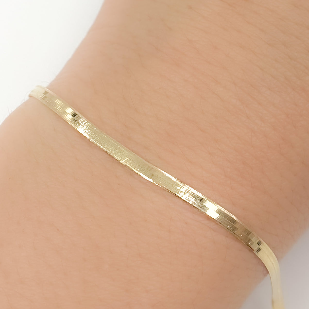 14k Solid Yellow Gold Herringbone Bracelet
