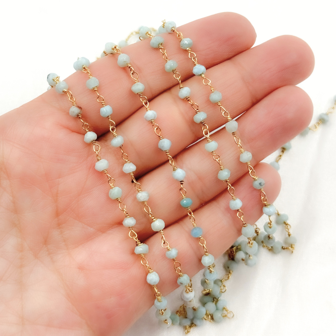 Larimar Gold Plated Wire Chain