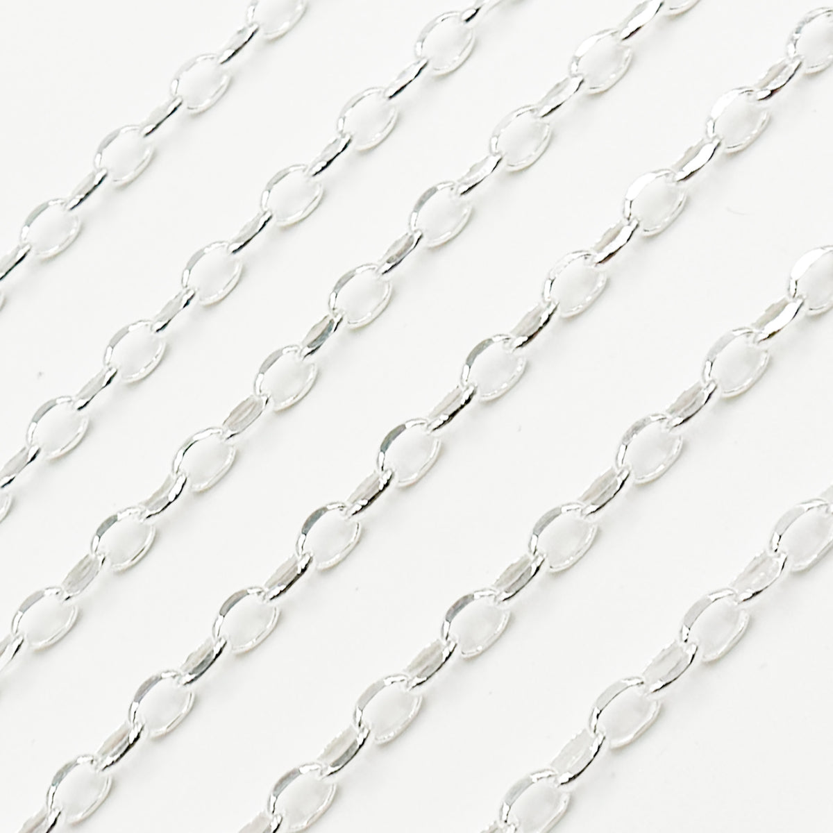 Sterling Silver Oval Diamond Cut Link Chain