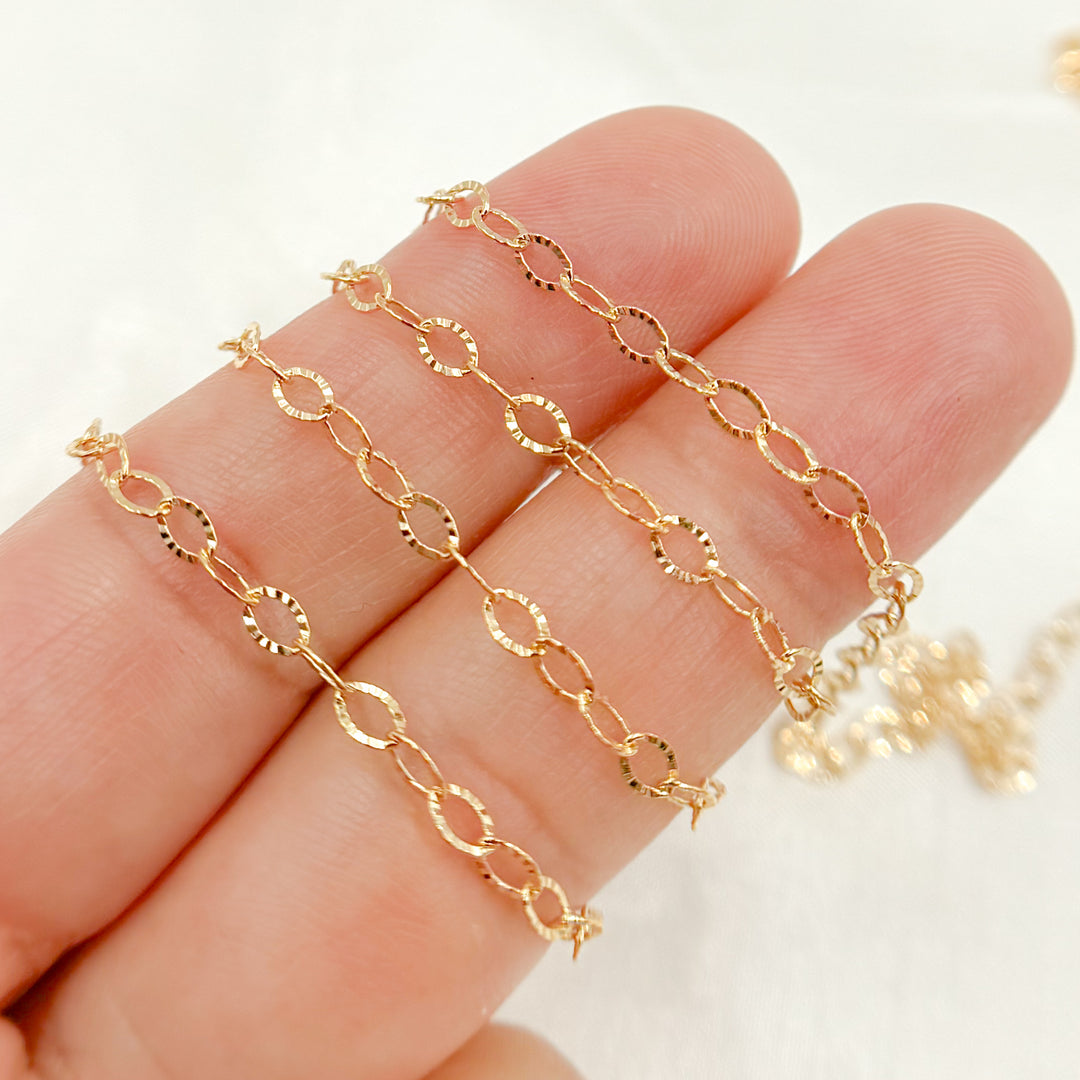 1128GF. 14K Gold Filled Hammered Oval Chain Link