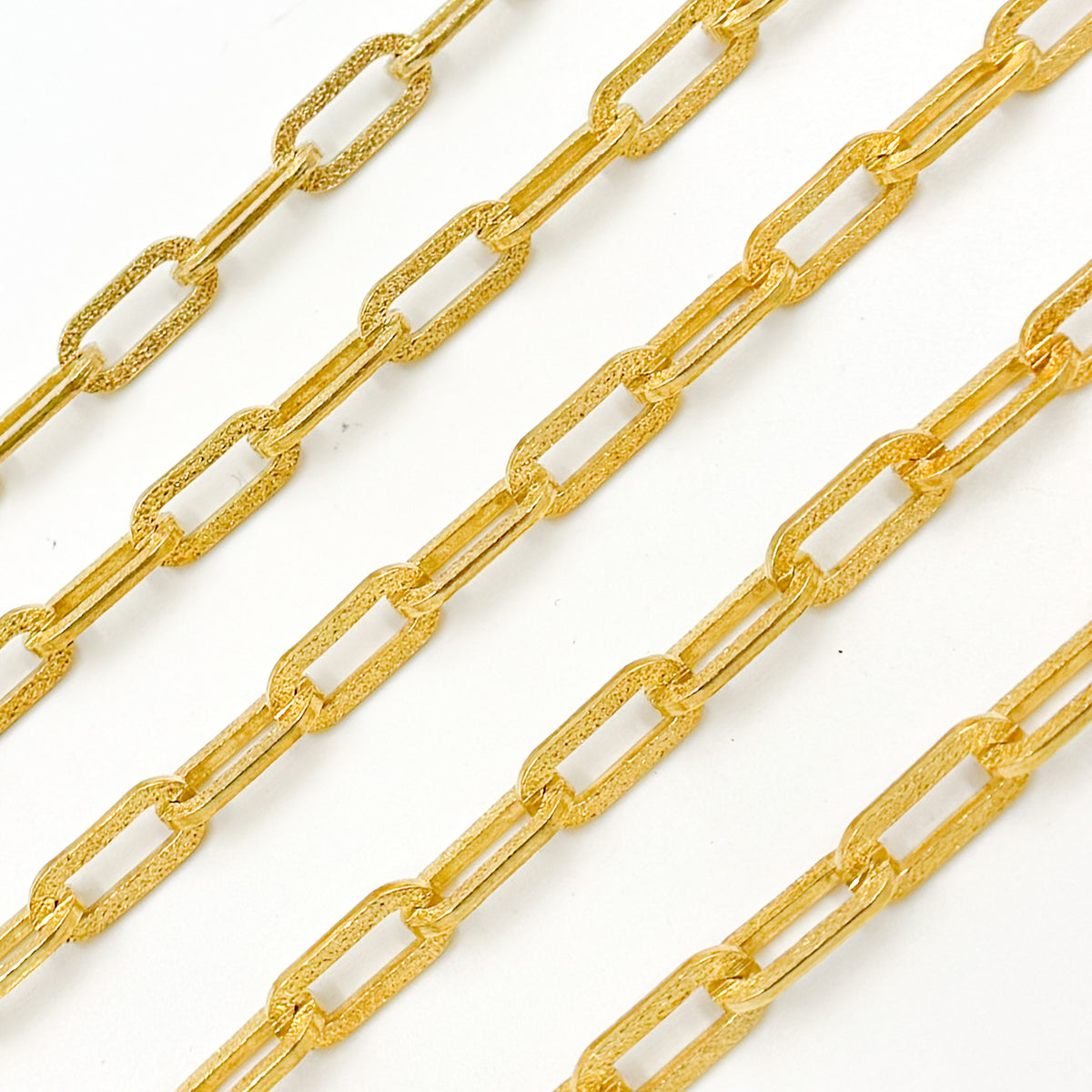 Gold Plated Sterling Silver Matt Flat Paperclip Chain