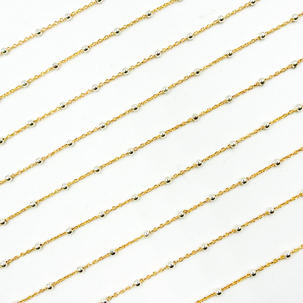 V288TT. Gold Filled with Sterling Silver Beads Satellite Chain