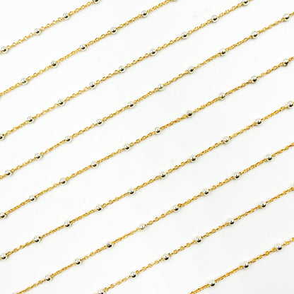 V288TT. Gold Filled with Sterling Silver Beads Satellite Chain