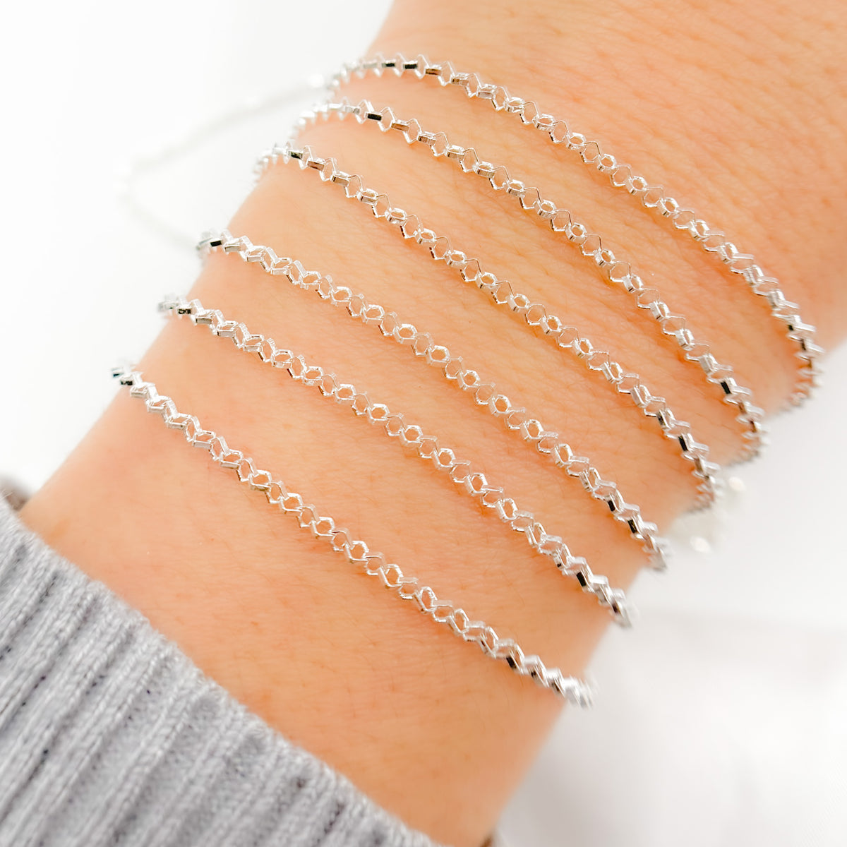 Sterling Silver Diamond Shape Link Chain