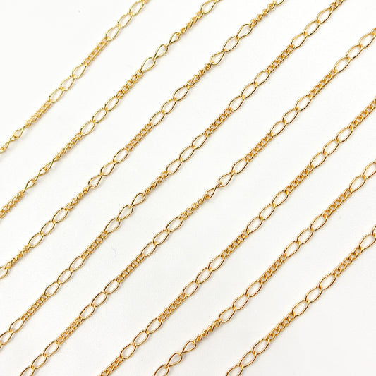 1653CGF. 14k Gold Filled 3 Long and 5 Short Link Chain