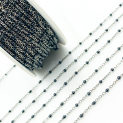 Sterling Silver Black Color Enamel Chain