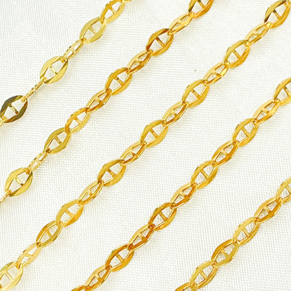 Gold Plated 925 Sterling Silver Flat Marina Link Chain.