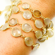 Golden Rutile Organic Shape Bezel Gold Plated Wire Chain