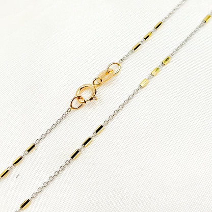 14K Solid Gold Satellite Bar Chain