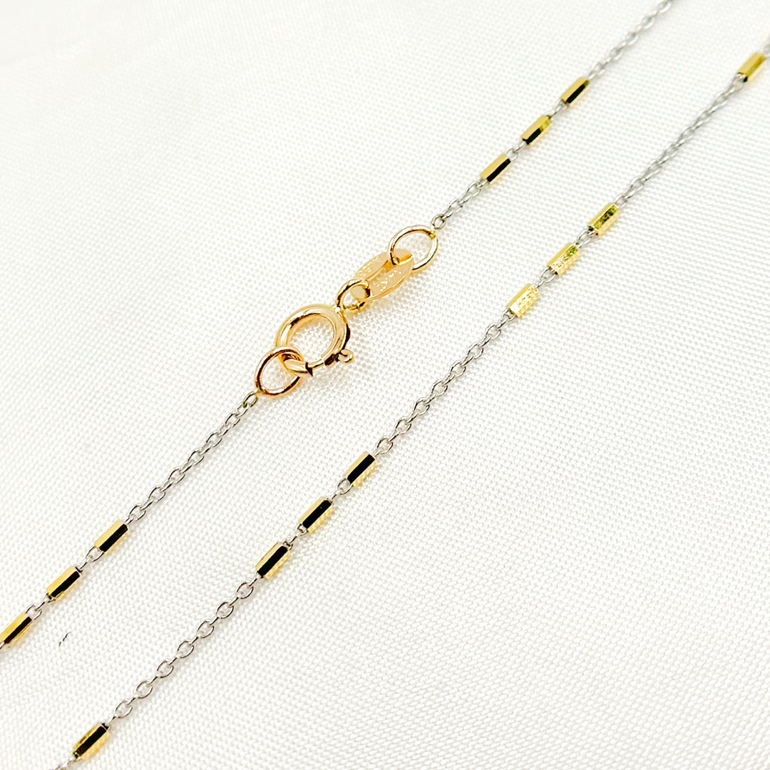 14K Solid Gold Satellite Bar Chain