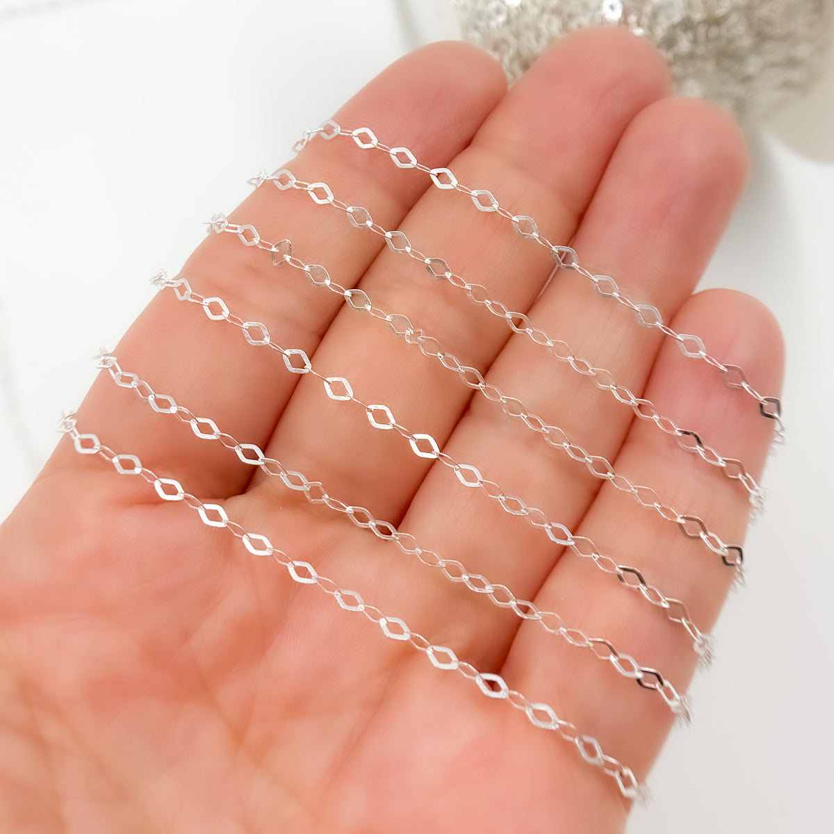 Sterling Silver Flat Rhomb Link Chain