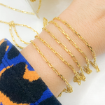 Load image into Gallery viewer, Z22GP. Gold Plated 925 Sterling Silver Hammered Long &amp; Short Oval Link Chain