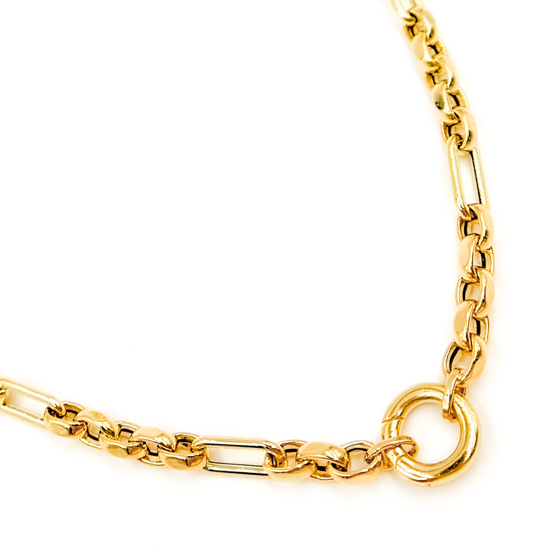 568A/426. 14K Solid Gold Hollow Long and Short Fancy Necklace