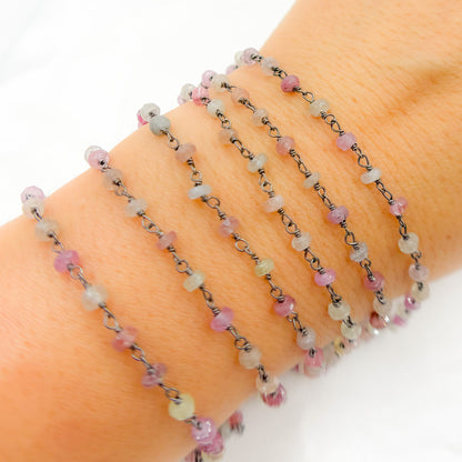 Multi Sapphire Oxidized Wire Chain