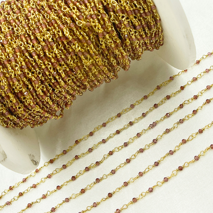 Garnet Gemstone Wire Wrap Chain