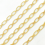 Load image into Gallery viewer, V58GP . Gold Plated Sterling Silver Gold Plated Textured Long and Smooth Short Oval Chain
