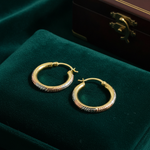 Load image into Gallery viewer, GER77. 14K Tri-Color Gold Diamond-Cut Hollow Hoop Earrings