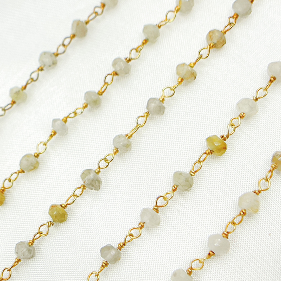 Gold Rutile Wire Wrap Chain. GRU5